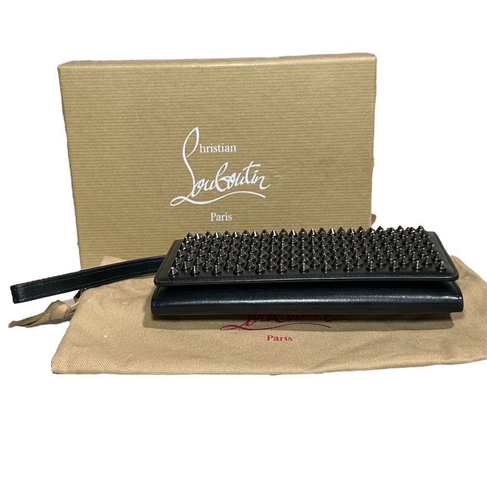 ❌SOLD❌Christian Louboutin Black Leather Clutch with Metallic Studs - Picture 5 of 11